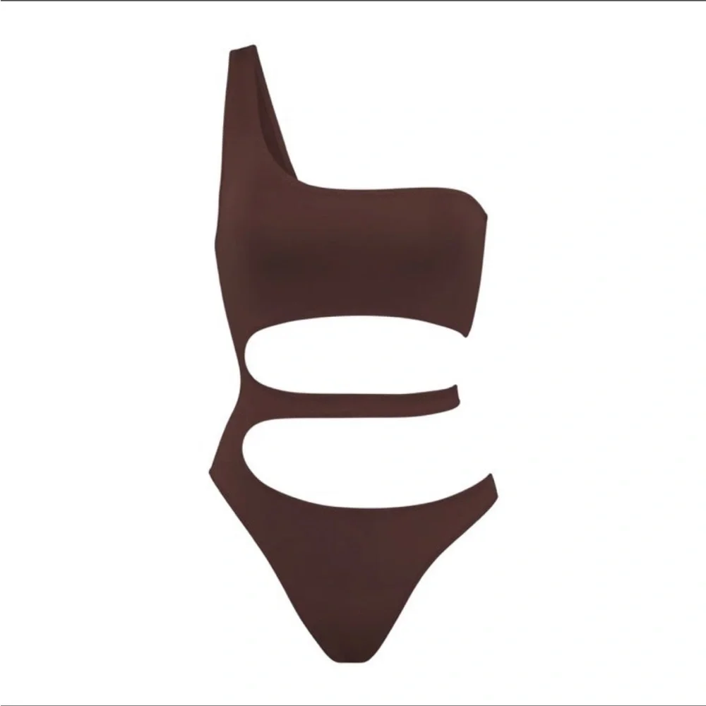 NWT SKIMS Cocoa Swim One Shoulder Monokini Size 2X